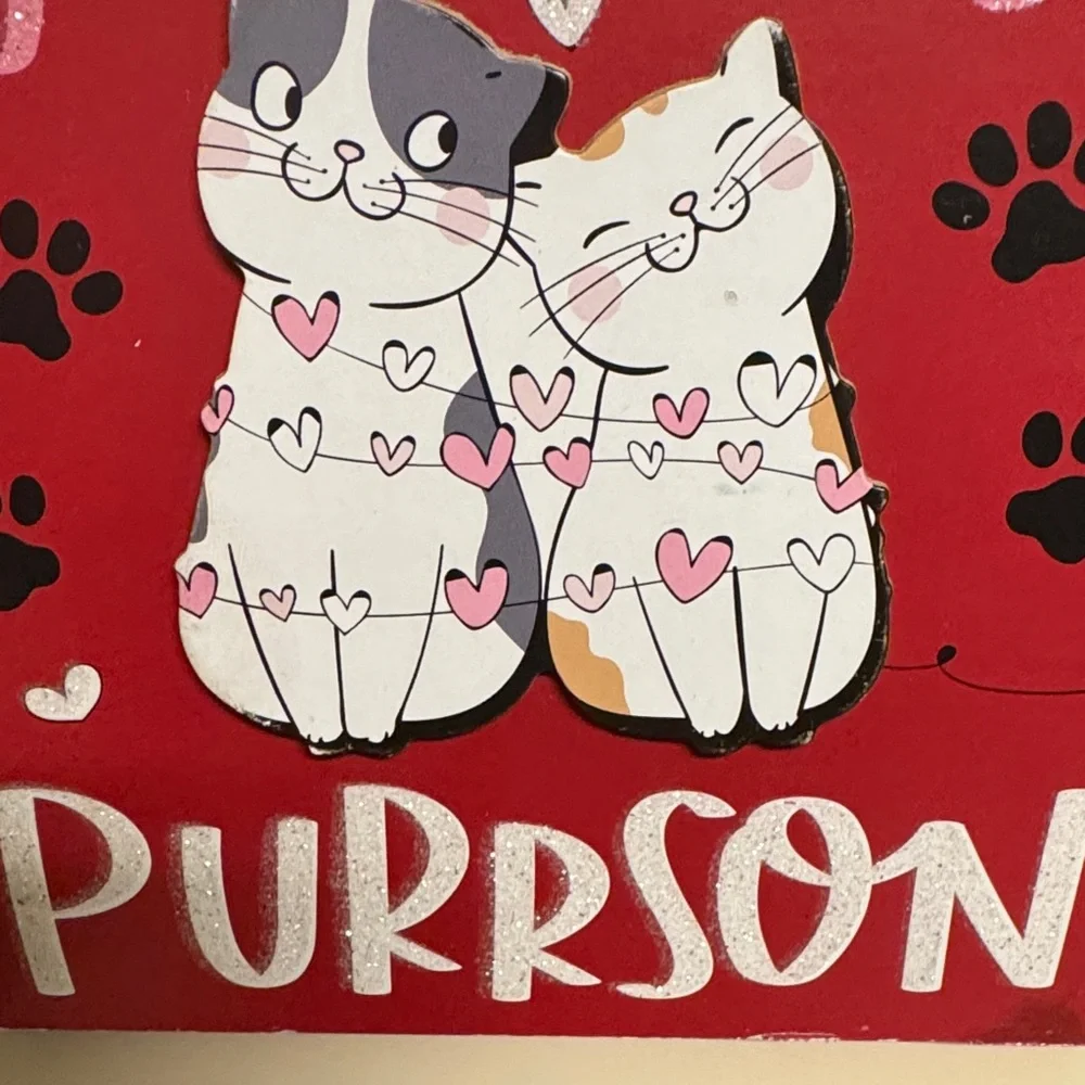 Cute Cat Wall Art - Red and White